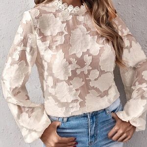 Oblique Leaf Print Blouse Top